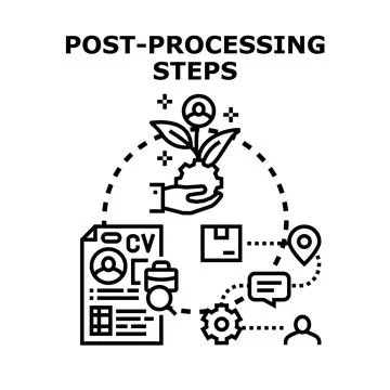 Post processing steps concept for development strategy Stock Illustration