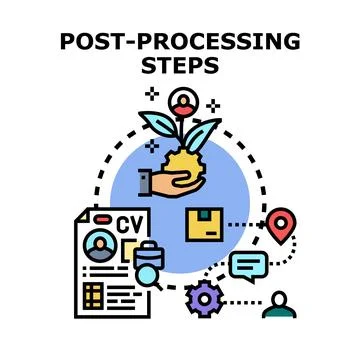 Post processing steps concept for development strategy Stock Illustration