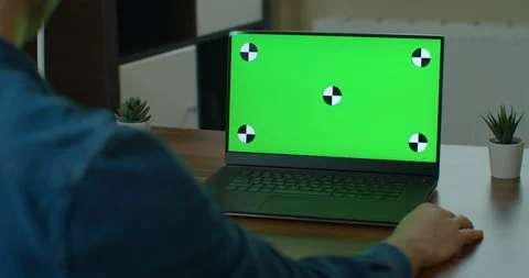Post production and vlog concept - man working in video editor program on laptop Stock Footage 129455124