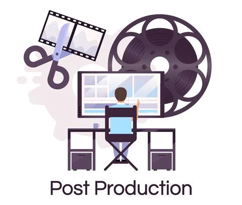 Post production flat concept icon 스톡 일러스트