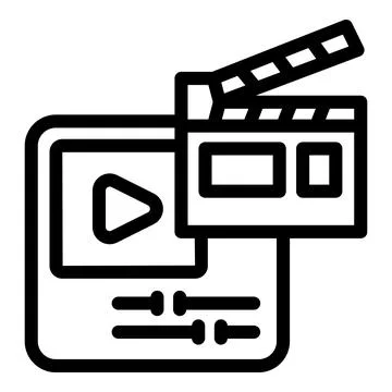 Post production process is depicted by video editing software, clapperboard,  스톡 일러스트