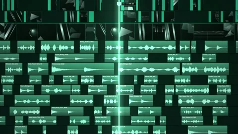 Post Production Timeline Editor Teal Audio Waveforms Video stock 343650356