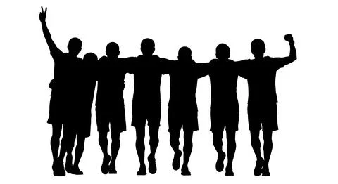 Post-Race Group Celebration Runner Silhouettes Stock Illustration