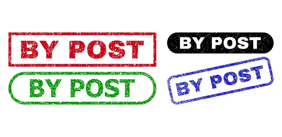BY POST Rectangle Seals with Unclean Texture Stock Illustration