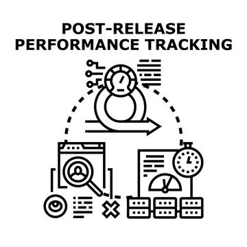 Post release performance tracking concept vector Stock Illustration