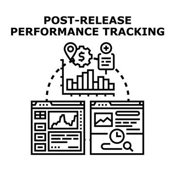 Post release performance tracking data monitoring concept Stock Illustration