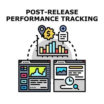 Post release performance tracking data monitoring concept Stock Illustration