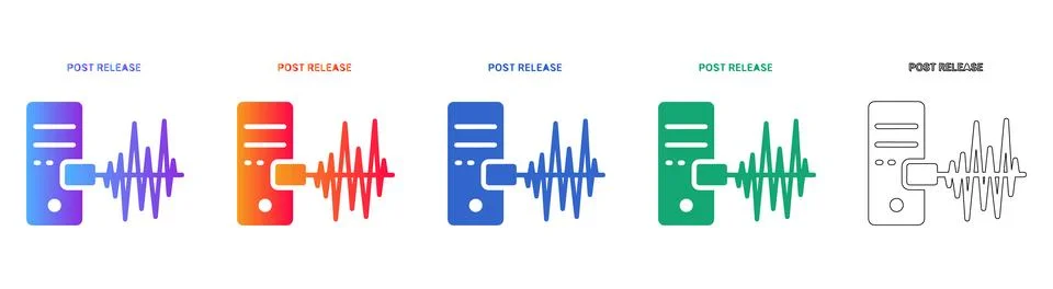 Post Release Server and Audio Waveform Icons Stock Illustration