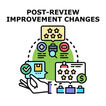 Post review improvement process with business evaluation and service changes Stock Illustration