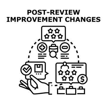 Post review improvement process with business evaluation and service changes Stock Illustration