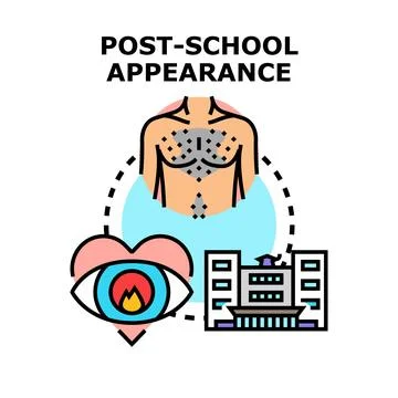 Post school appearance concept showing puberty development changes Illustrazione stock