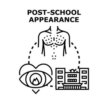 Post school appearance concept showing puberty development changes Stock Illustration