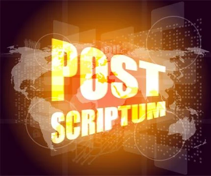 Post scriptum on digital touch screen, business concept Stock Illustration