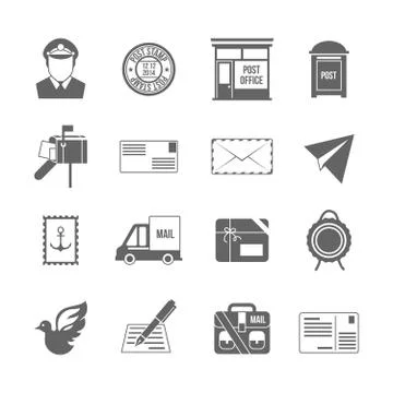 Post service icon black Stockillustratie