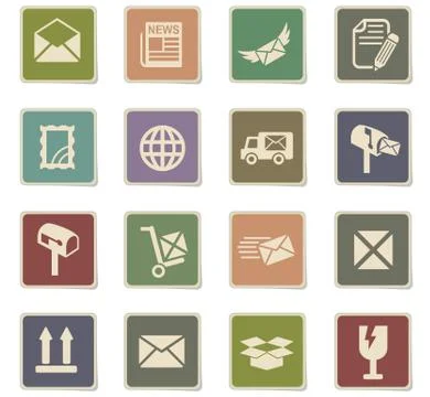 Post service icon set Illustrazione stock
