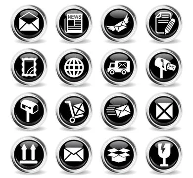 Post service icon set Stock Illustration