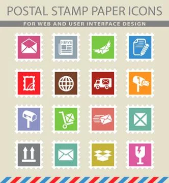 Post service icon set Illustrazione stock