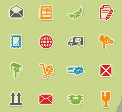Post service icon set Illustrazione stock