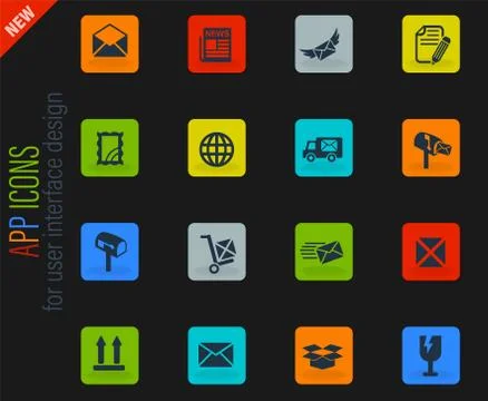 Post service icon set Illustration