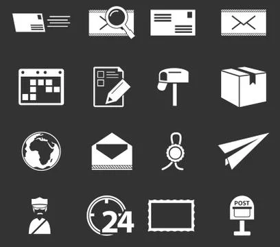 Post service icons set 库存插图