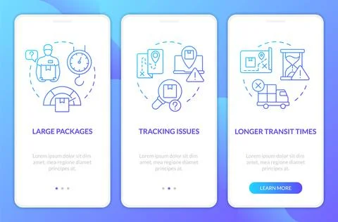 Post service minus blue gradient onboarding mobile app screen Stock Illustration