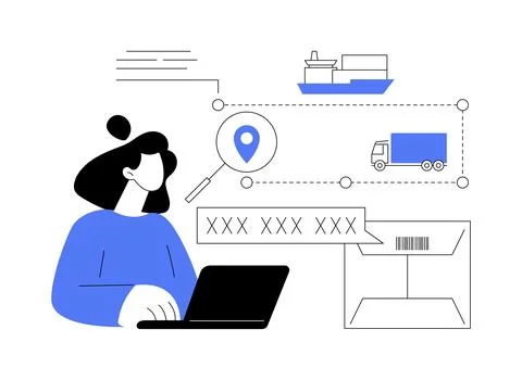 Post service tracking abstract concept vector illustration. Illustrazione stock