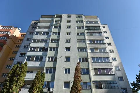 Post Soviet flat of blocks built in the Communist era, concrete apartment b.. Stock Photos