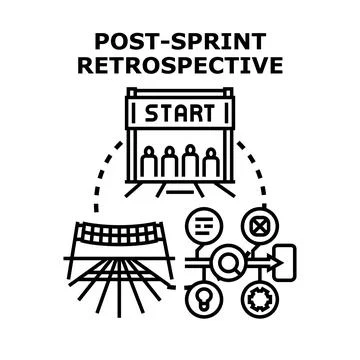 Post sprint retrospective process for agile team Stock Illustration