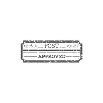 Post stamp with approved mark isolated ink seal Stock Illustration