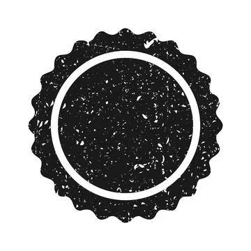 Post stamp, label or badge. Grunge imprint and postmark. Brown vintage circle Stock Illustration