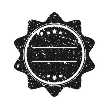 Post stamp, label or badge. Grunge imprint and postmark. Brown vintage circle Stock Illustration