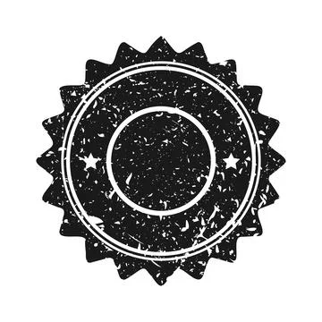 Post stamp, label or badge. Grunge imprint and postmark. Brown vintage circle Stock Illustration