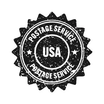 Post stamp, label or badge. Grunge imprint and postmark with text. Brown vintage Stock Illustration