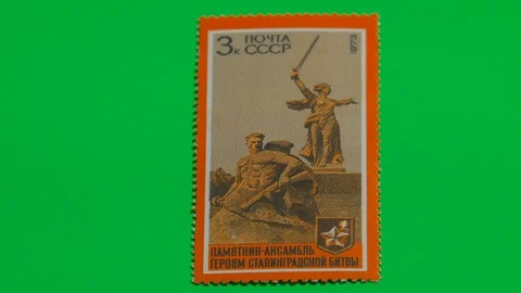 Post stamp Stalingrad. World war 2. Green screen. Stock Footage 124021076