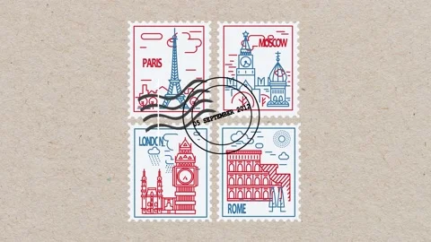 Post Stamps Shape Animation Stock Footage 147013778