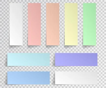 Post sticky note isolated. Set of paper stickers on transparent background. Illustrazione stock