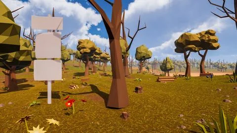 A post with three white panels in a natural setting between desert and fore.. 스톡 일러스트
