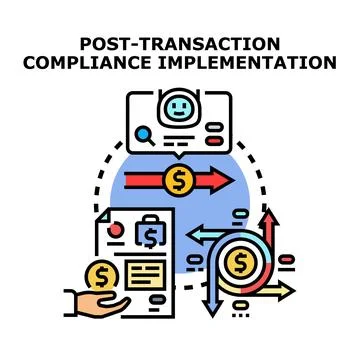 Post transaction compliance implementation process icon Stock Illustration