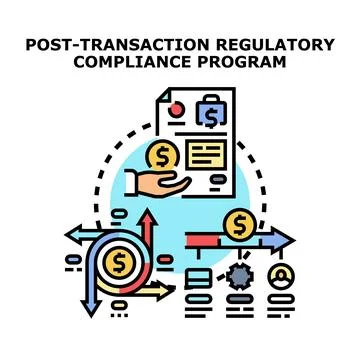 Post transaction regulatory compliance program concept Illustrazione stock
