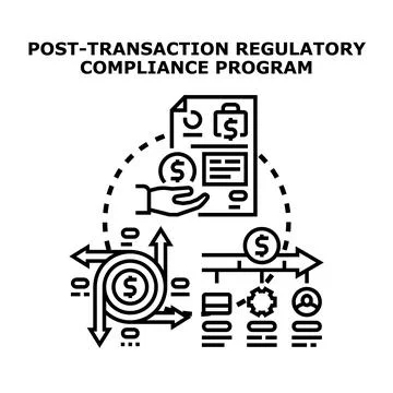 Post transaction regulatory compliance program concept Stock Illustration
