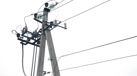 Post with transmission insulators Stock Footage 57316427