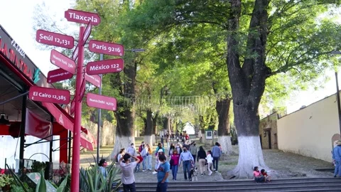 Post with various signs with names of countries Stock Footage 174026747