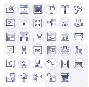 Post Vector Icon Repository containing 35 Regular Line 128x128 Editable gra.. Stock Illustration