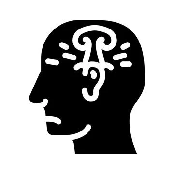 Post war stress or explosion neurosis glyph icon vector illustration Stock Illustration