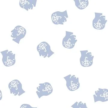 Post war stress or explosion neurosis glyph vector seamless pattern Stock Illustration