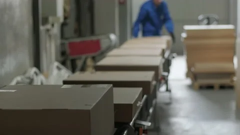 Post warehouse.Parcels move along a conveyor belt in the post-sorting department Stock Footage 154331730