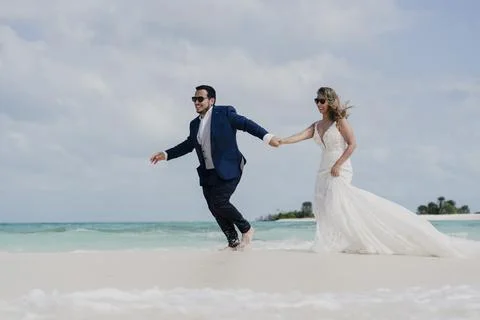 Post-wedding session of a very happy newlywed couple full of love Stock Photos