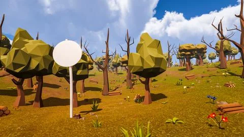 A post with a white round panel in a natural setting between desert and for.. Stock Illustration