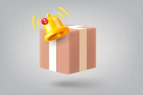 Postage box and notification bell. 3d vector illustration Stock Illustration