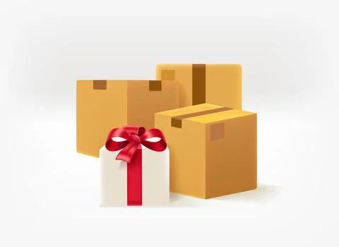 Postage boxes. Shipping concept. 3d vector illustration Stock-Illustration